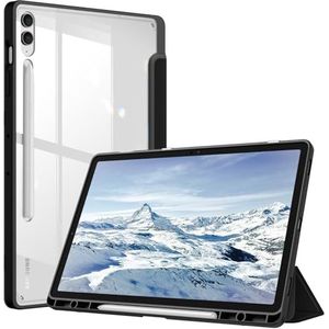 FINTIE Samsung Galaxy Tab S9 FE+ Plus/Galaxy Tab S9+ Plus 12,4 inch 2023 Slim Hybrid Case met S penhouder, transparante achterkant, automatische slaap-/wekfunctie, zwart