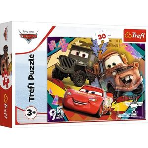 Trefl - Auto's, auto's met hoge snelheid - puzzel 30 elementen - kleurrijke puzzel met Disney Cars 3 karakters, creatief amusement, plezier voor kinderen vanaf 3 jaar