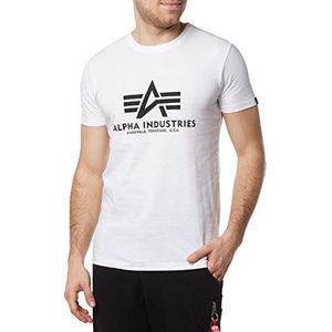 ALPHA INDUSTRIES Basic T-shirt voor heren, rood (granaat), L, Wit, S