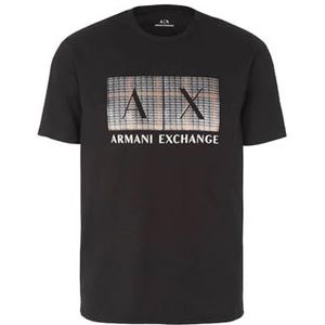 Armani Exchange Logo Box aan de voorkant, regular fit, ronde hals T-shirt voor heren, zwart.