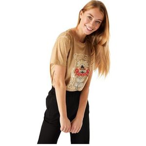 GARCIA T-shirt à manches courtes pour femme, Safari Gold, XS