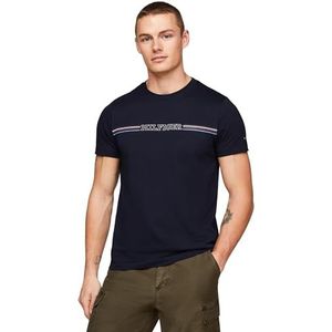 Tommy Hilfiger T-shirt met strepen op de borst T-shirts S/S heren, Desert Sky