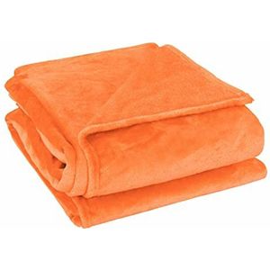 sourcing map Fleecedeken, voor bank, van flanel, pluche, molton, microvezel, licht, oranje (60 x 78 inch)