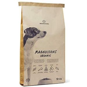 MAGNUSSONs Organic (1 x 10 kg) | Biologisch droogvoer voor volwassen honden van alle rassen | Alleen voeder | Hoog aandeel vers vlees, enkele proteïne | Oven