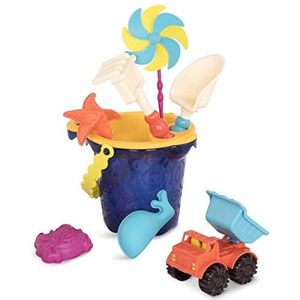 B. toys Sands Ahoy strandspeelgoedset, middelgrote emmer met 9 unieke water- en zandspeelgoed, voor kinderen vanaf 18 maanden