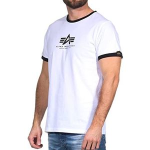 ALPHA INDUSTRIES T Contrast Ml Basic T-shirt voor heren, korte mouwen, Wit