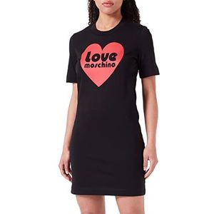 Love Moschino Jurk met korte mouwen in T-vorm - rechte snit damesjurk, zwart.