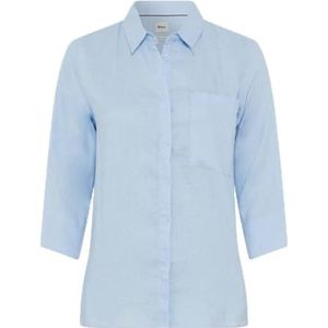 BRAX Style.Vicki Pure Linen Solid Damesblouse, 28 blauw, 44