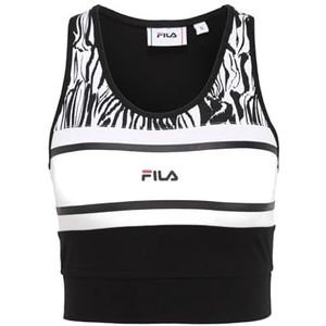 Fila Braga Tanktop voor dames, kort, Black Beauty Zebra Aop Abstract Wit