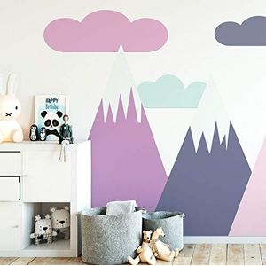 Ambiance Sticker Muurstickers voor kinderen, decoratie babykamer – muursticker enorme Scandinavische bergen Simka – H120 x B 180 cm