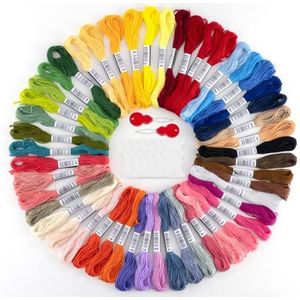 50 stuks borduurgaren van zacht polyester, meerkleurig, ideaal voor armbanden, knopen, borduurwerk, handwerk, kunst en kruissteek, 8 m, 6 draden, naaigaren, haken