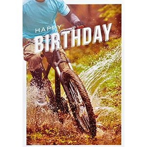 Perleberg Premium verjaardagskaart van Basic Classic met mountainbike-motief, verjaardagskaart met envelop, hoogwaardige verjaardagskaarten, 11,6 x 16,6 cm