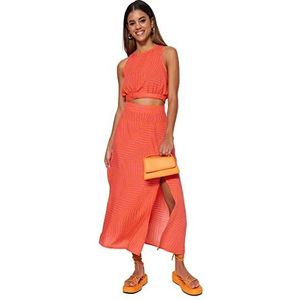 Trendyol Trendyol uitlopende midirok voor dames, klassieke pasvorm, damesrok (1 stuk), Oranje