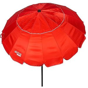AKTIVE 62277 Strandscherm, windscherm, opvouwbaar, rood, Ø 220 cm, kantelbaar, met uv-bescherming 50, grote parasol, strandparasol, strandscherm
