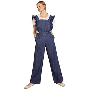 Springfield Overall jeans met ruches, wasbaar, duurzaam, voor dames, middenblauw, 34, Medium Blauw