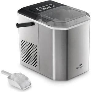 SENYA Machine à Glaçons, 2 Tailles de Glaçons, Jusqu'à 12kg en 24h, Réservoir 1,3L - Écran LED - Détection Infrarouge - Acier Inoxydable