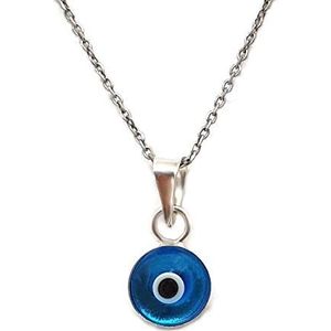 MYSTIC JEWELS by Dalia Halsketting met boze oog van blauw kristal voor geluk, 925 sterling zilver, 40-45 cm lange ketting, bescherming tegen het boze oog, Kristal