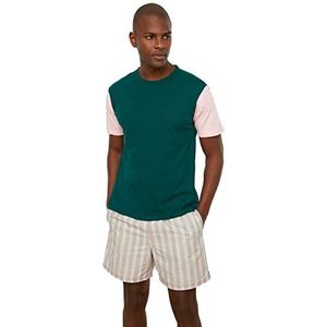 Trendyol Emerald Green Men's Regular Fit Bicycle Collar Short heren T-shirt, Emerald Groen