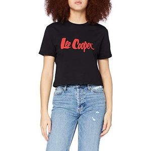 Lee Cooper Cropped dames bedrukt T-shirt in blauw gestreept, zwart.
