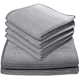 Dyckhoff 0768596101 handdoekenset Colori, kwaliteit: 480 g/m², 2 badhanddoeken 70 x 140 cm en 4 handdoeken 50 x 100 cm, 100% biologisch katoen, grijs