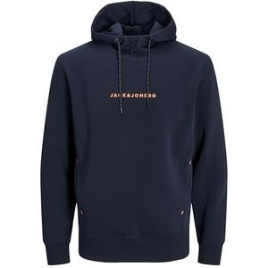 Jack & Jones Jjtree Sweatshirt met capuchon voor heren, Donkerblauw - Oranje