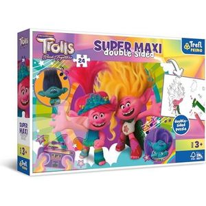 Trefl Primo – Trolls Band Together, Happy Trolls Day – 3-in-1: puzzel met 24 grote stukjes, kleurrijke puzzels met stripfiguren, voor kinderen vanaf 3 jaar