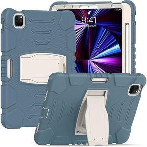 Samsung Tab S5E T720 T725 avec support, durable, hybride, résistant aux chocs, trois lumières, boîtier de protection en silicone pour tablette d'enfant (Aciano Blue)
