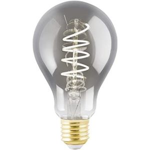 EGLO LED E27 lamp dimbaar, vintage gloeilamp zwart transparant, spiraal LED 4 watt (komt overeen met 15 watt), 100 lumen, E27 led warm wit, 2000 kelvin, decoratieve led A75, Ø 7,5 cm