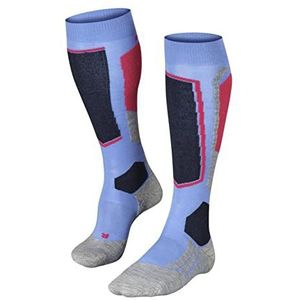 FALKE Dames SK2 wollen sokken - Zwart en blauw - Vele andere kleuren - Versterkte skisokken - Geen patroon - Medium vulling - Kniehoog en warm - Om te skiën