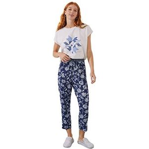 Women'secret Lange broek met bloemenpatroon, van viscose, bedrukt, blauw, normaal, voor dames, blauw, Blauwe print