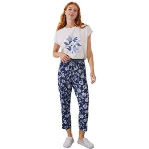 Women'secret Lange broek met bloemenpatroon, van viscose, bedrukt, blauw, normaal, voor dames, maat M, Blauwe print