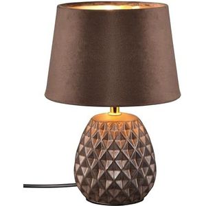 Reality Leuchten Tafellamp Ariana R51531026, keramische basis bruin, fluweelbruin/goud, excl. 1x E14