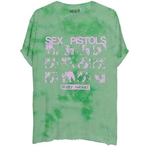 Sex Pistols Pretty Vacant Band T-shirt met logo, officieel gelicentieerd product, uniseks, Dye Wash, Groen