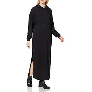 Urban Classics Dames modaljurk met capuchon lange maxi-jurk zwart, S, zwart.