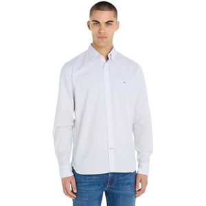 Tommy Hilfiger Flex Mini Print Sf Shirt Casual Overhemden Heren, Optisch wit/woestijnhemel