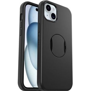 OtterBox OtterGrip Symmetry beschermhoes voor iPhone 15 Plus/iPhone 14 Plus met MagSafe, schokbestendig, valbestendig, met geïntegreerde handgreep, 3x de MIL-STD 810G-norm, zwart