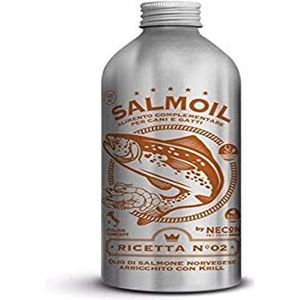 SALMOIL by NECON Pet Food Recept 2 extra voer / voer voor honden en katten op basis van Noorse zalmolie en krill 500 ml, rijk aan vitamine E, Omega3, niet conserverend, geproduceerd in Italië
