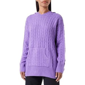 UCY Sweat à capuche tricoté pour femme, violet, XS-S