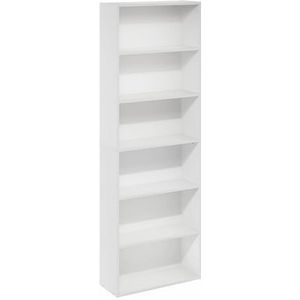 Furinno JAYA Simply Home Staande boekenkast met 6 niveaus, open opslag, wit