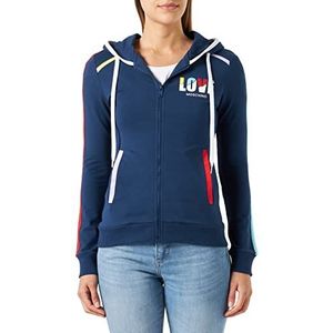 Love Moschino Veste à capuche et fermeture éclair pour femme, bleu, 40