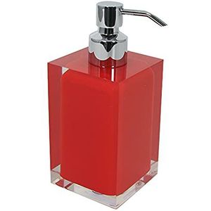 Gedy Auckland Dosassavon rood afmetingen 16,2 x 7 cm inhoud 210 ml badzeepdispenser van hoogwaardig transparant kunsthars, R&S design, handgemaakt, 2 jaar garantie, uniek