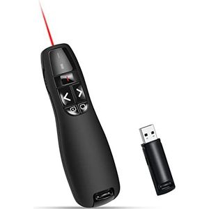 Brencco Presenter draadloos presentatieapparaat, 2,4 GHz, met USB-ontvanger, rode laserpointer, presentatie met afstandsbediening, PowerPoint-presentatie voor PPT/Mac OS/Windows XP/7/98/2000/Linux/Vista