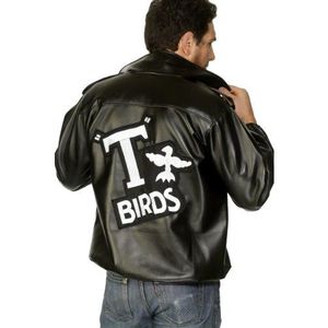 Smiffys Licenciado Oficialmente Grease T-Birds jas met geborduurd logo, XL, zwart