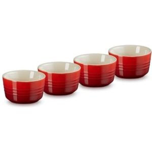 Le Creuset Set van 4 mini-ovenschalen van geëmailleerd aardewerk, 100 ml, kersen, 79109100600000