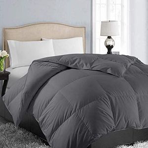 EASELAND Couette alternative en duvet matelassé doux pour toutes les saisons avec languettes d'angle, pour l'hiver et l'été, chaude, moelleuse et hypoallergénique, gris foncé, 228,6 x 259,1 cm