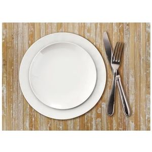 Comart, Set van 4 Amerikaanse bamboe placemats, hittebestendig, gemakkelijk schoon te maken, voor ontbijt, diner, onder bord van houten latten, wit, 30 x 45 cm