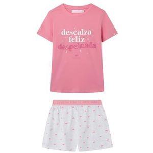 women'secret Korte pyjama van 100% katoen, roze, La Vecina Blonde Pijama Set voor dames, Roze