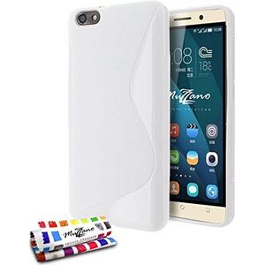 Muzzano Zachte beschermhoes voor Huawei Honor 4X [Le S Premium] [wit] + stylus en reinigingsdoek van Muzzano® - ultieme bescherming tegen stoten, elegant en duurzaam voor uw Huawei Honor 4X