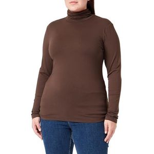 KAFFE Women's T-Shirt Long Sleeves Rollneck Slim Fit Jersey Tee Hip Length Blouse Femme, Forest Night, L