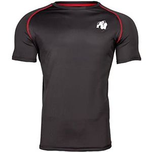 Gorilla Wear Performance T-shirt zwart/rood met logoprint voor sport, dagelijks gebruik, vrije tijd, training, licht en comfortabel